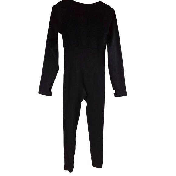 Unbranded Women's Long Sleeve Jumpsuit Rib Knit Zipper Front Black Size XL - Picture 5 of 7